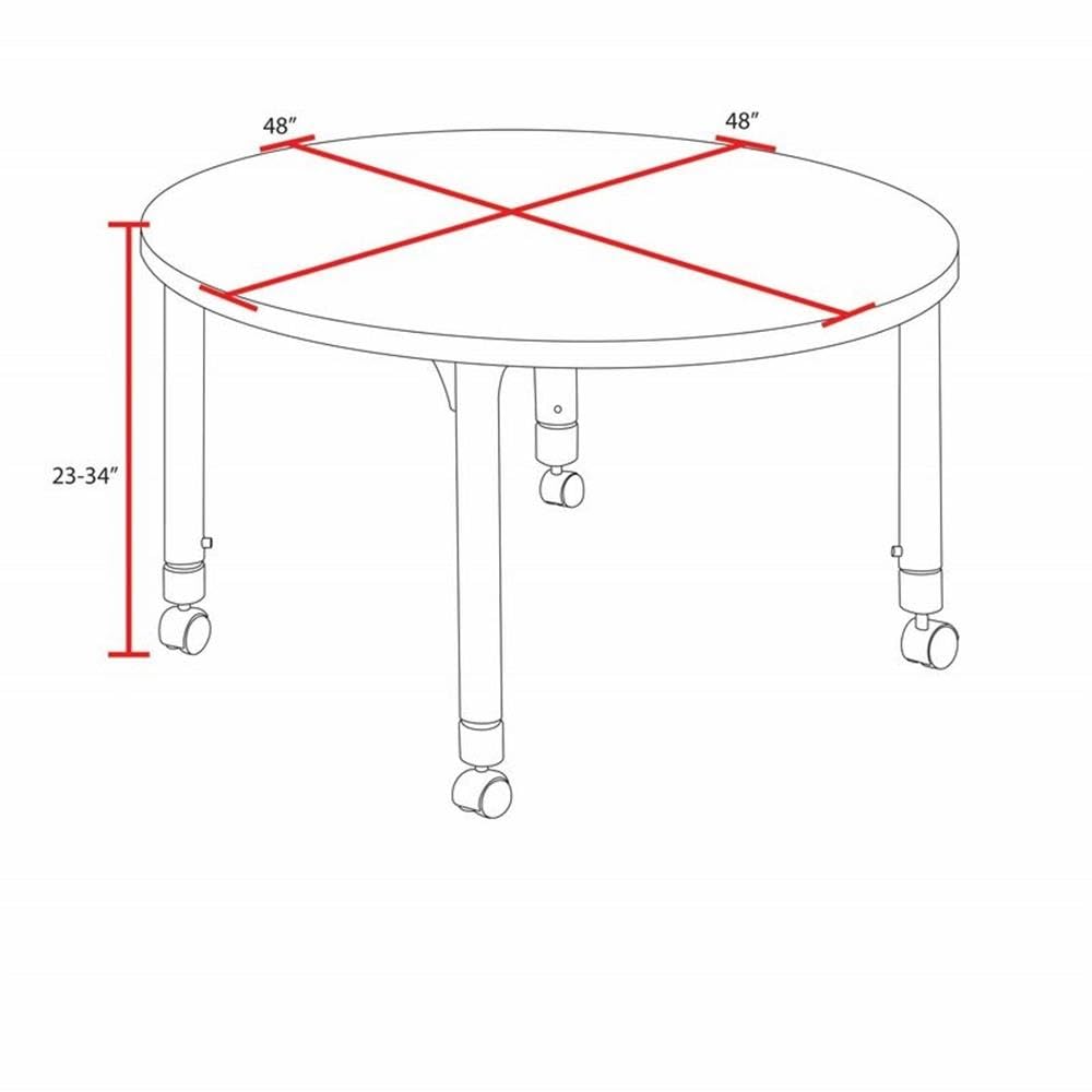 48" Round Mobile Table with 4 Navy Blue Chairs N5330