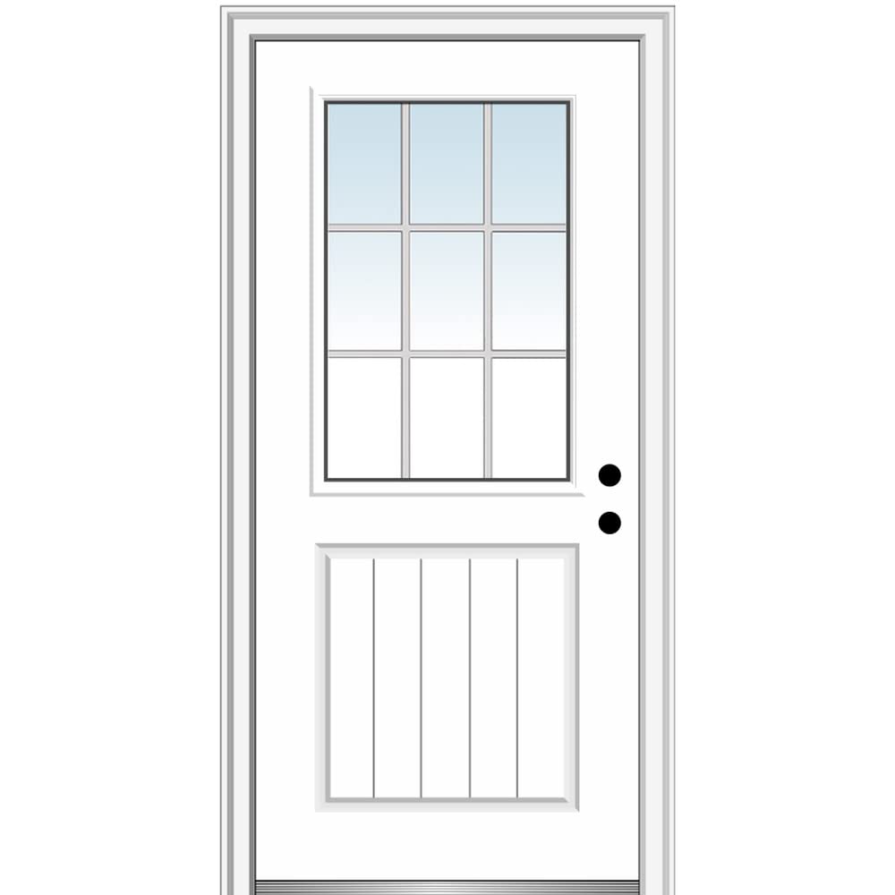 Primed Fiberglass 1/2 Lite 1-Panel Prehung Entry Door 36" x 80" R295