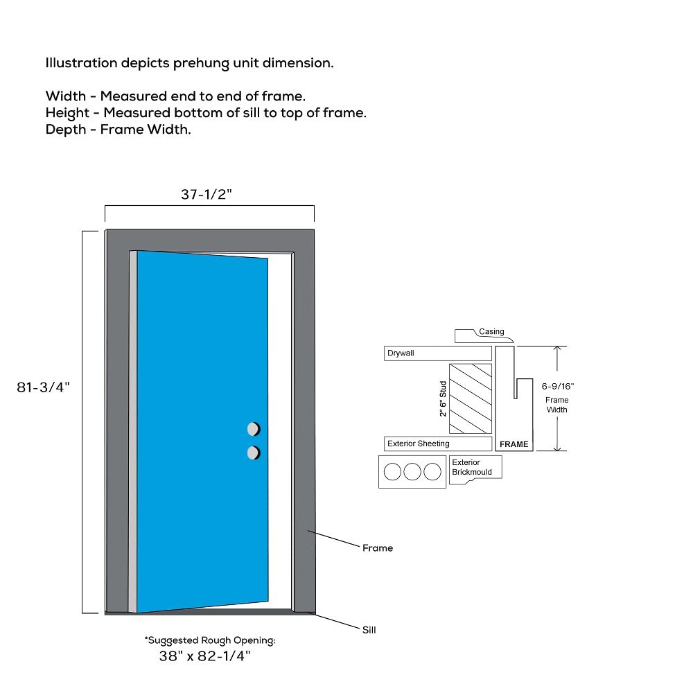 Primed Fiberglass 1/2 Lite 1-Panel Prehung Entry Door 36" x 80" R295
