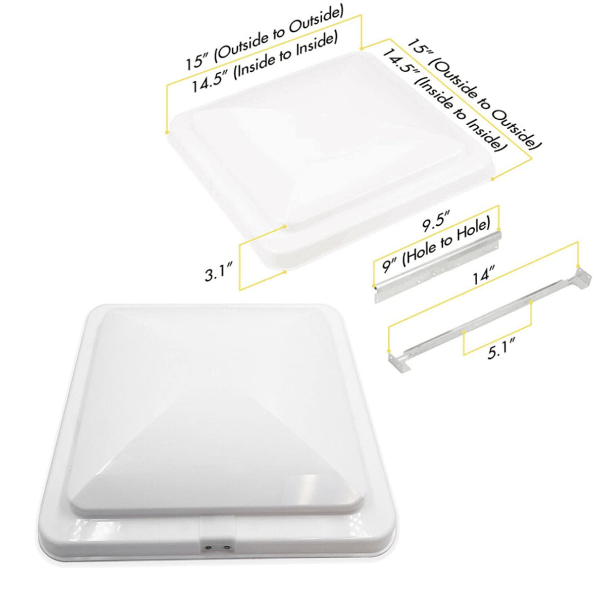 14" x 14" UV-Stabilized Rust-Resistant White RV Vent Cover K170