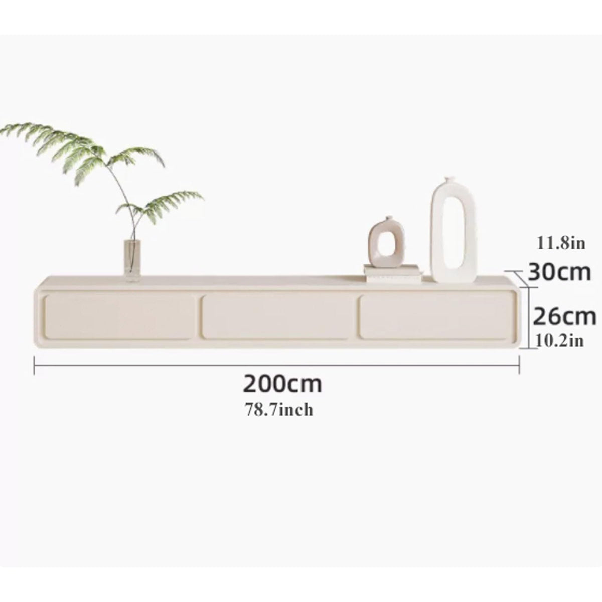 Cream White Floating TV Stand with Drawers N28181