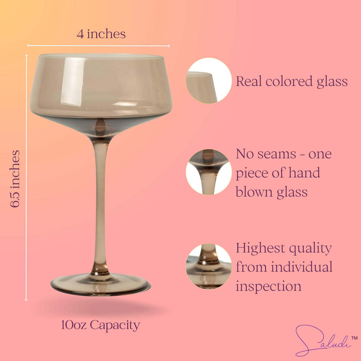 Colored Coupe Glasses Set of 6 W602611