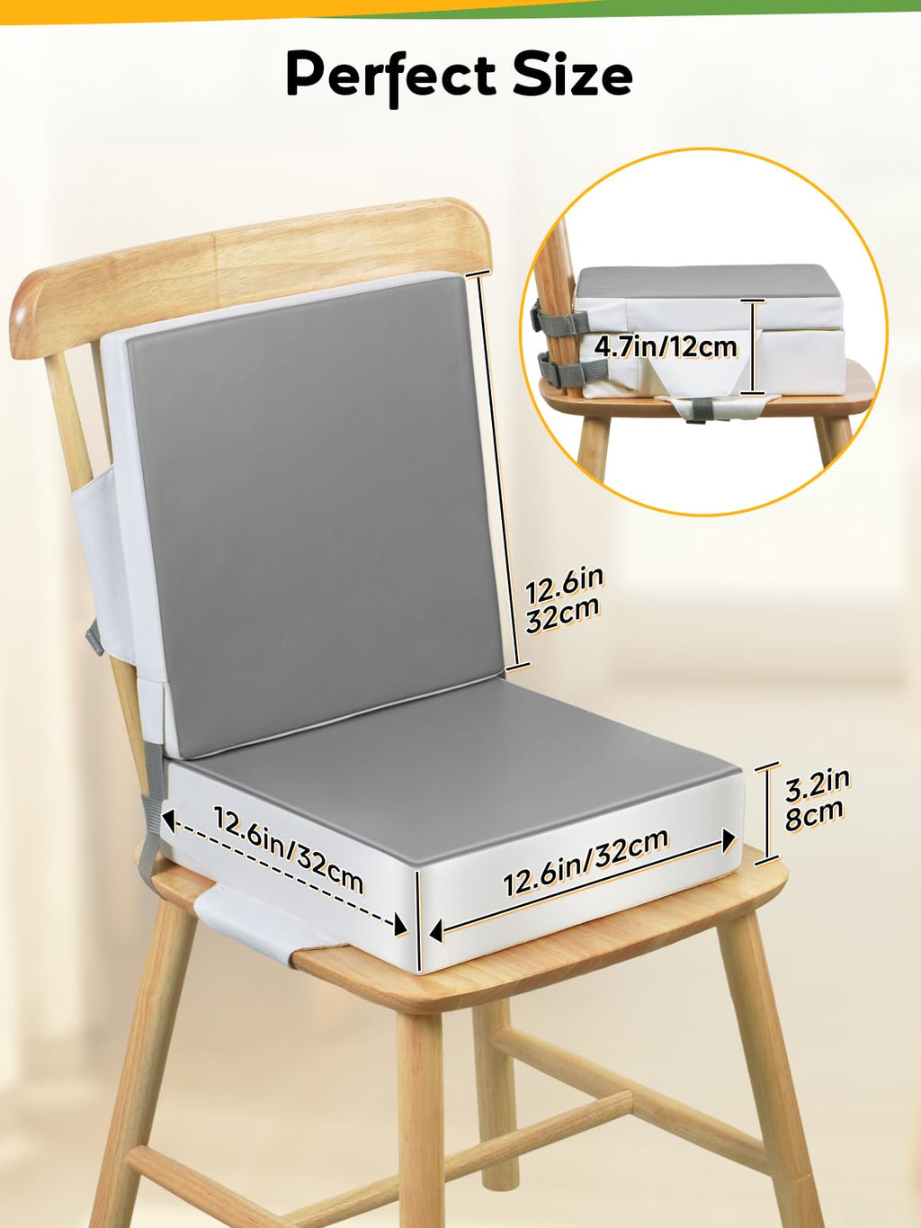 Grey Toddler Booster Seat for Kitchen Chair I77015