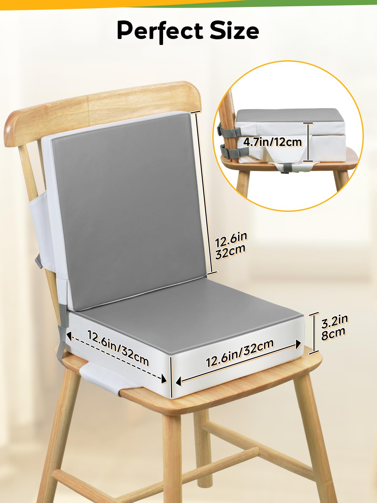 Grey Toddler Booster Seat for Kitchen Chair I77015