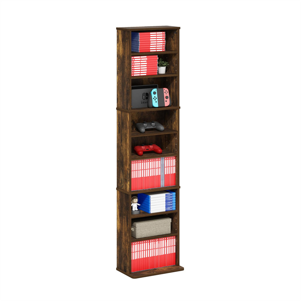 9 Shelf Amber Pine Media Shelf E2046