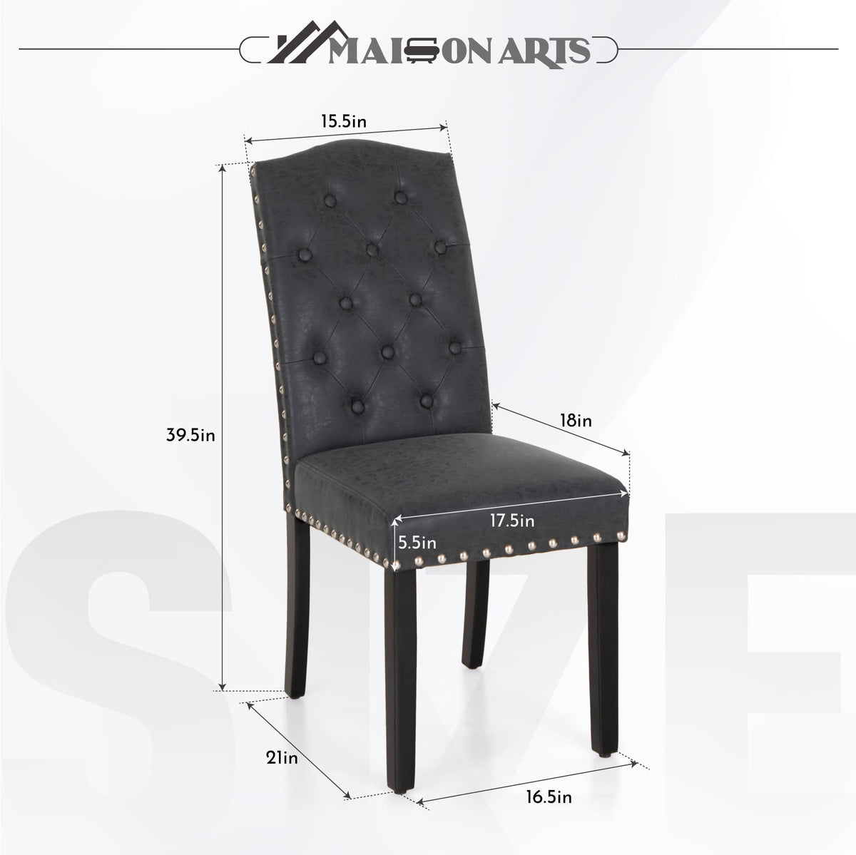 Black Faux Leather Dining Chairs Set of 2 Q15211