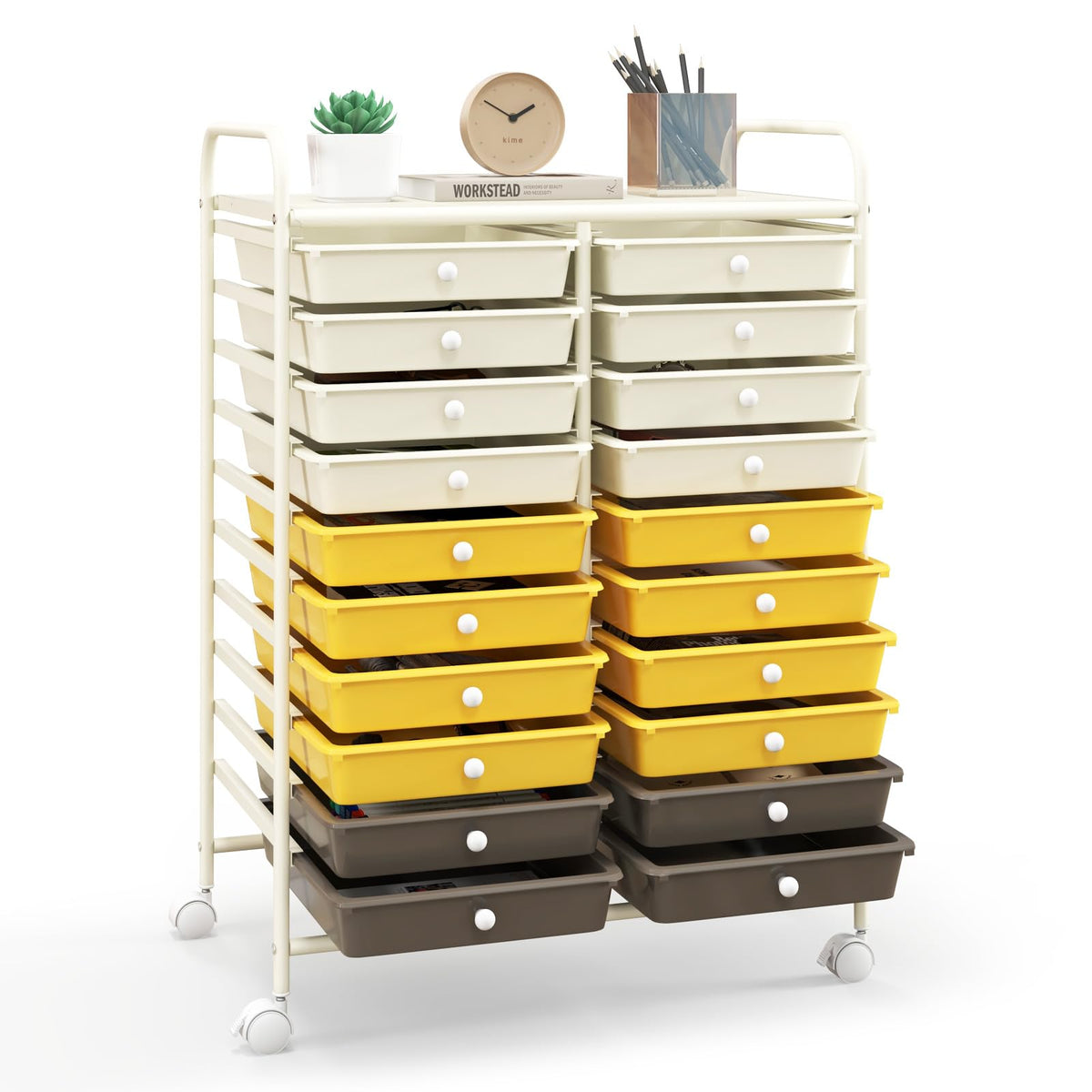 20 Drawer Rolling Storage Cart with Lockable Wheels G6098