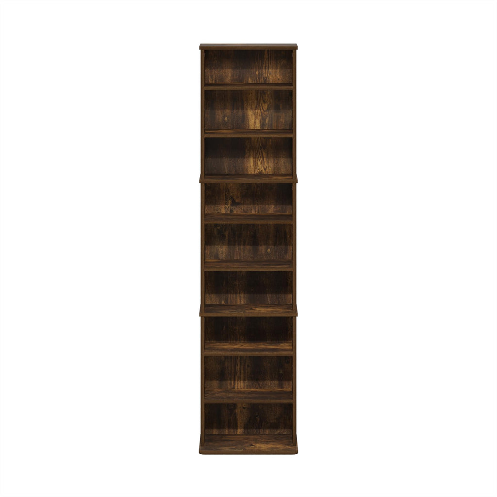 9 Shelf Amber Pine Media Shelf E2046