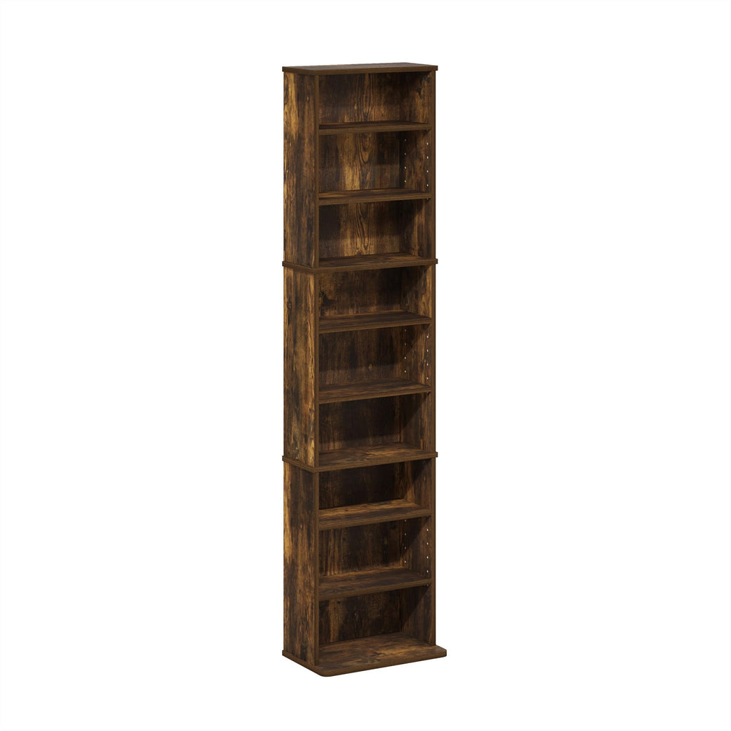 9 Shelf Amber Pine Media Shelf E2046