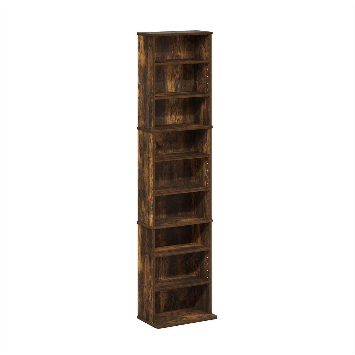 9 Shelf Amber Pine Media Shelf E2046