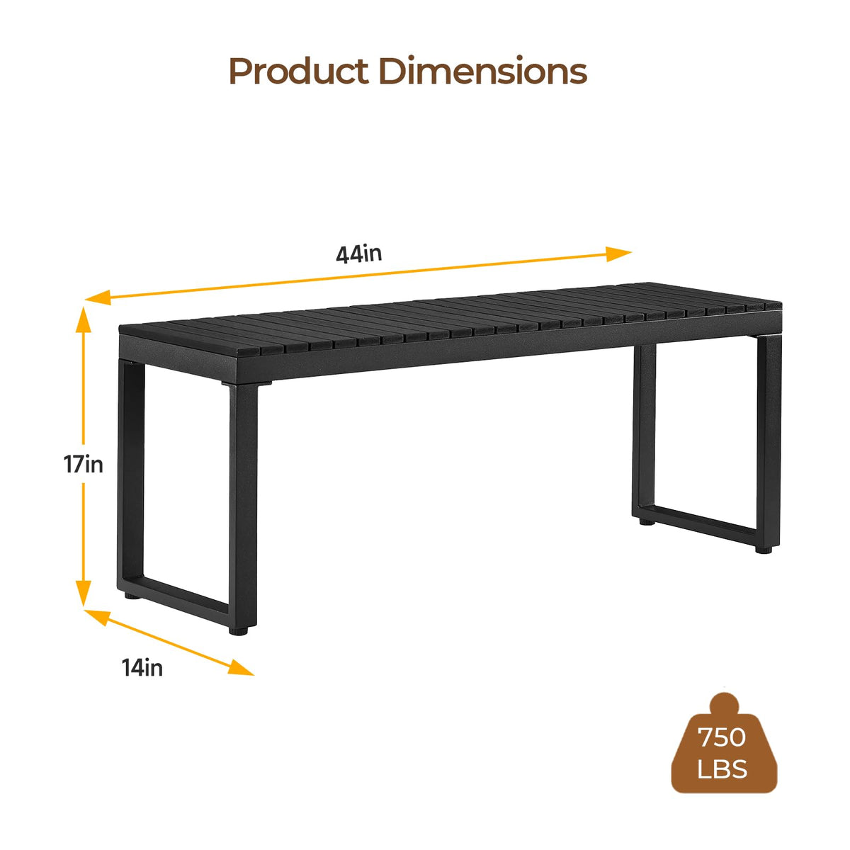 Black 2-Person Outdoor Bench A710769