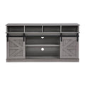 Grey Wood TV Stand with Sliding Barn Doors and 4 Drawers X900