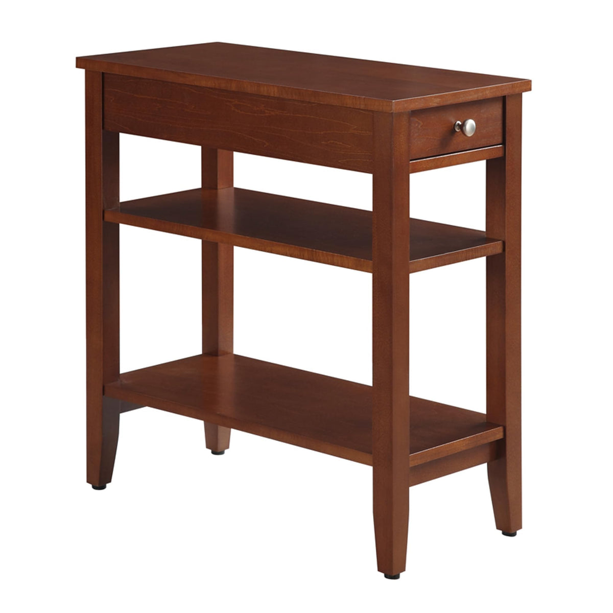 Cherry Chairside End Table with Storage Drawer & Shelves Z204842