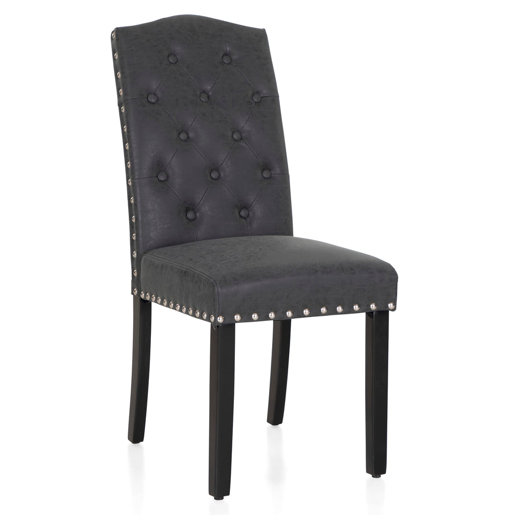 Black Faux Leather Dining Chairs Set of 2 Q15211