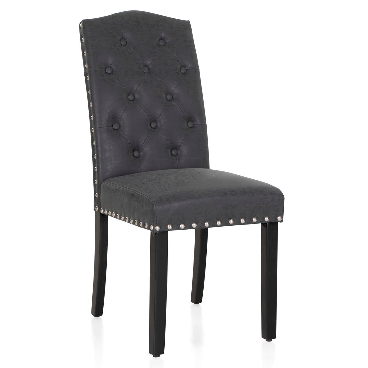 Black Faux Leather Dining Chairs Set of 2 Q15211
