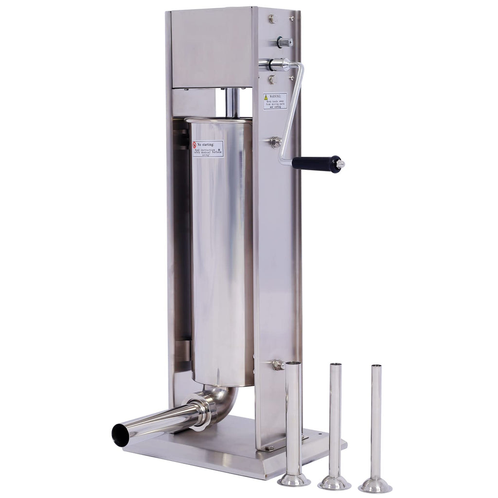 Manual Stainless Steel 15LB Sausage Stuffer with 4 Stuffing Tubes O710553