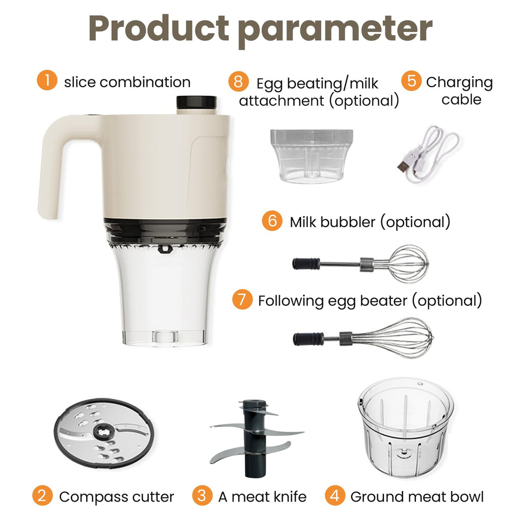 4-in-1 Waterproof Cordless Electric Vegetable Slicer Set S23104