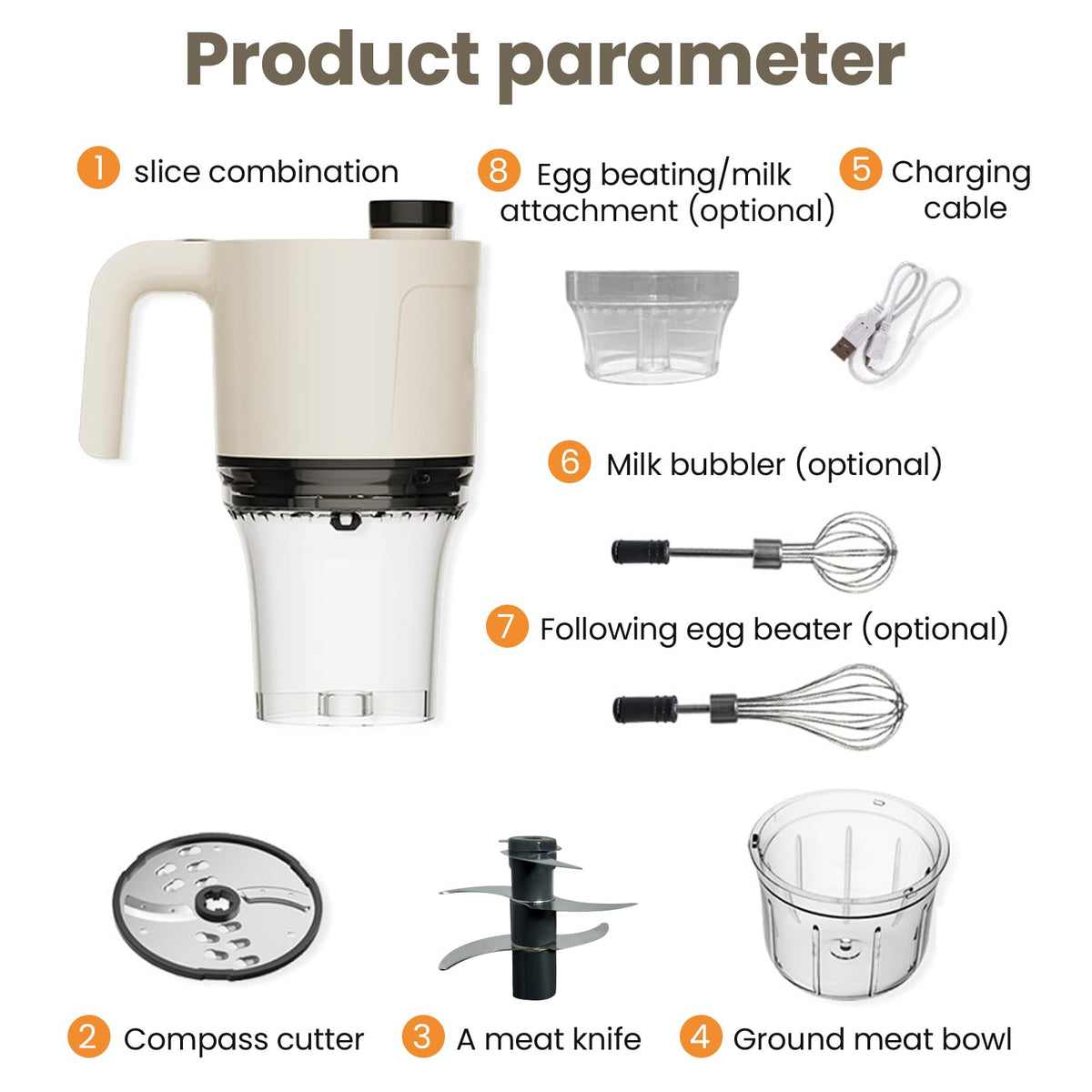 4-in-1 Waterproof Cordless Electric Vegetable Slicer Set S23104