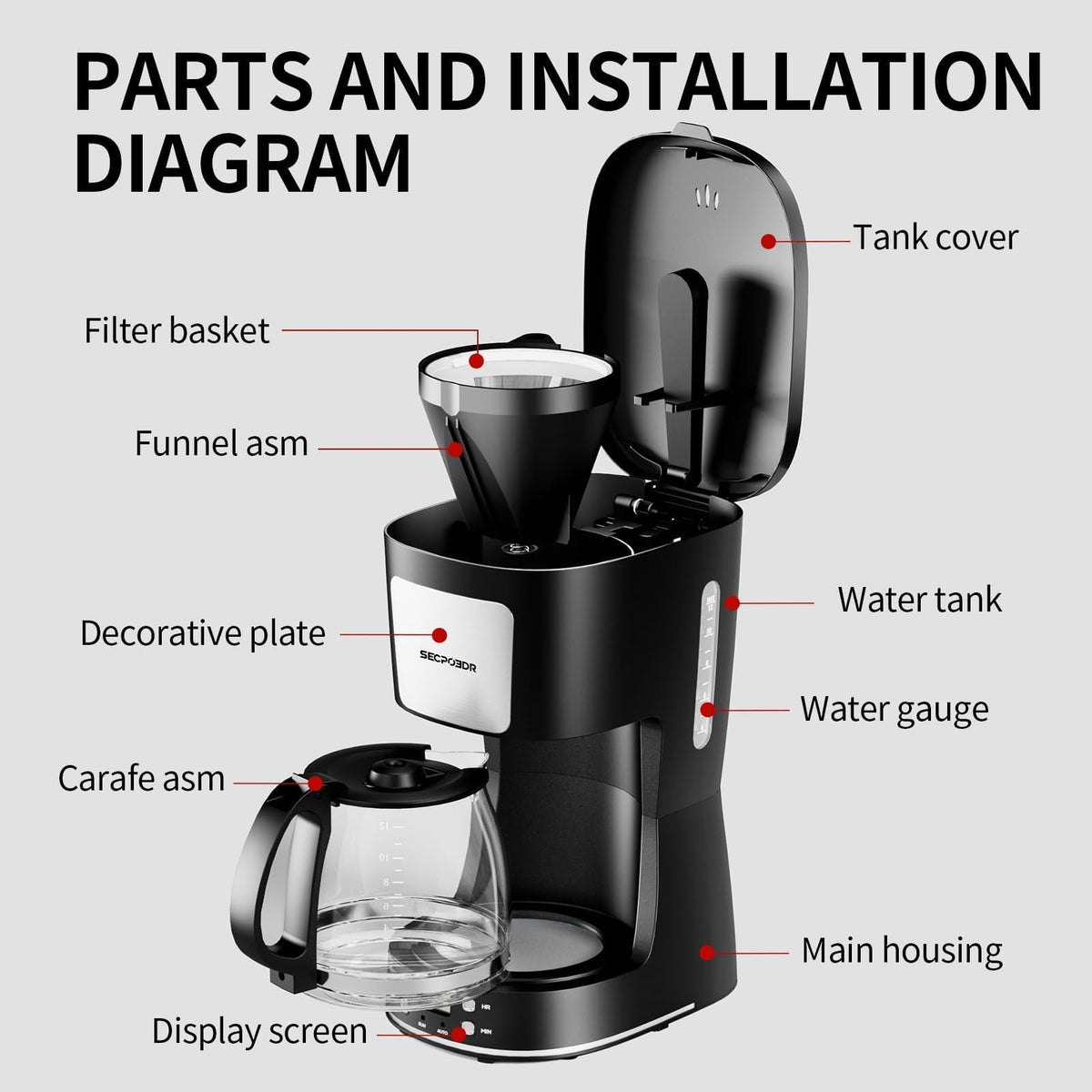 12 Cup Programmable Coffee Maker with Reusable Filter N662