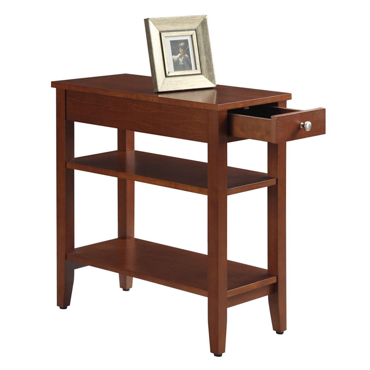 Cherry Chairside End Table with Storage Drawer & Shelves Z204842