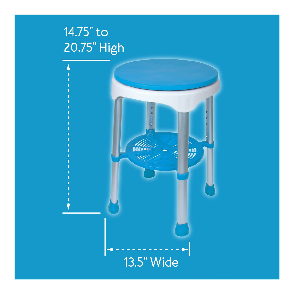 Adjustable Rotating Bath and Shower Stool with Storage Tray Y3338