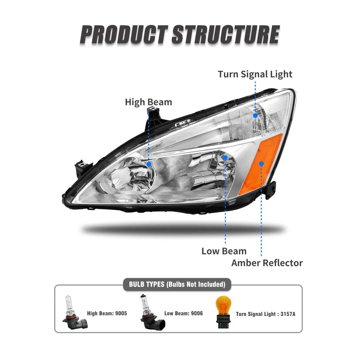 2003-2007 Honda Accord Halogen Headlight P9424