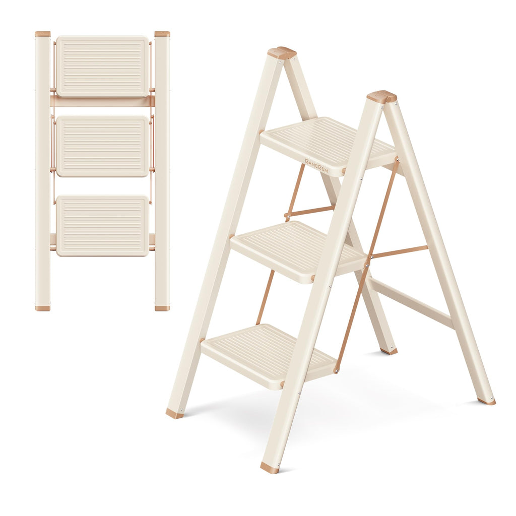 Foldable 3 Step Ladder with Anti-Slip Pedal Y254648