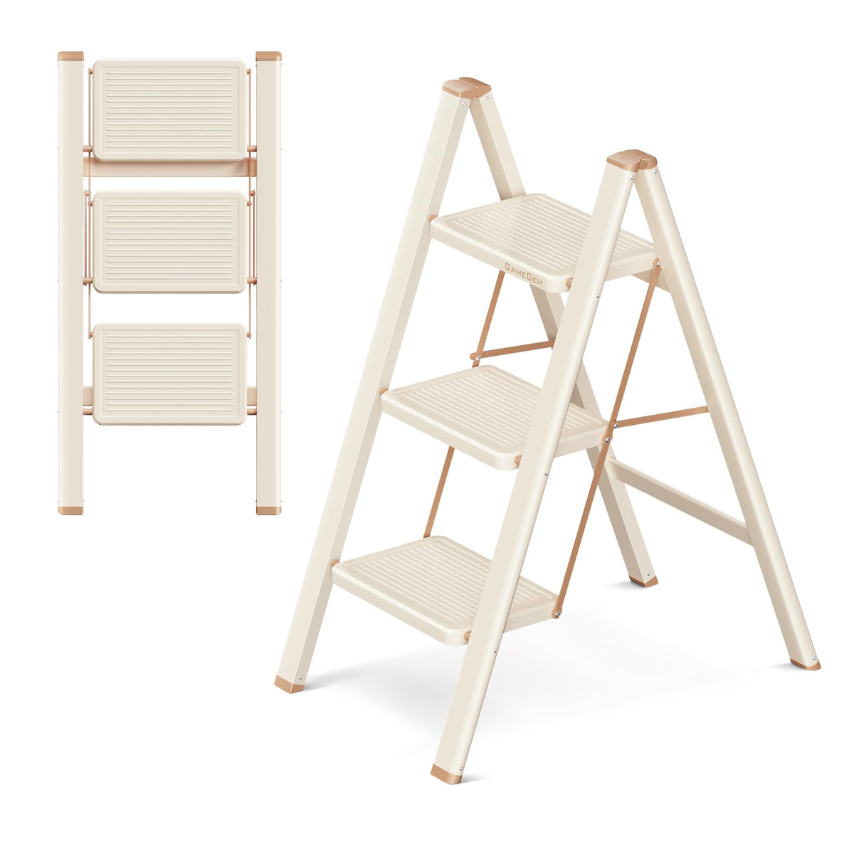 Foldable 3 Step Ladder with Anti-Slip Pedal Y254648