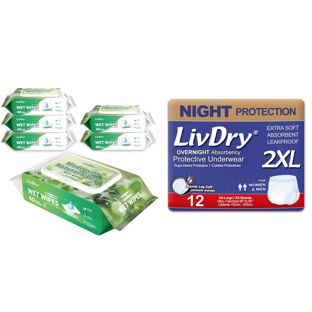 Adult Incontinence Underwear and Wet Wipes Bundle V23215