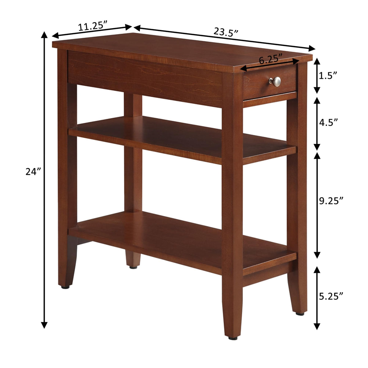 Cherry Chairside End Table with Storage Drawer & Shelves Z204842