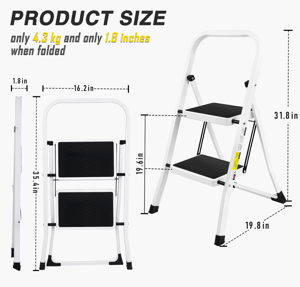 2 Step Folding Stool with Anti-Slip Pedal S52332