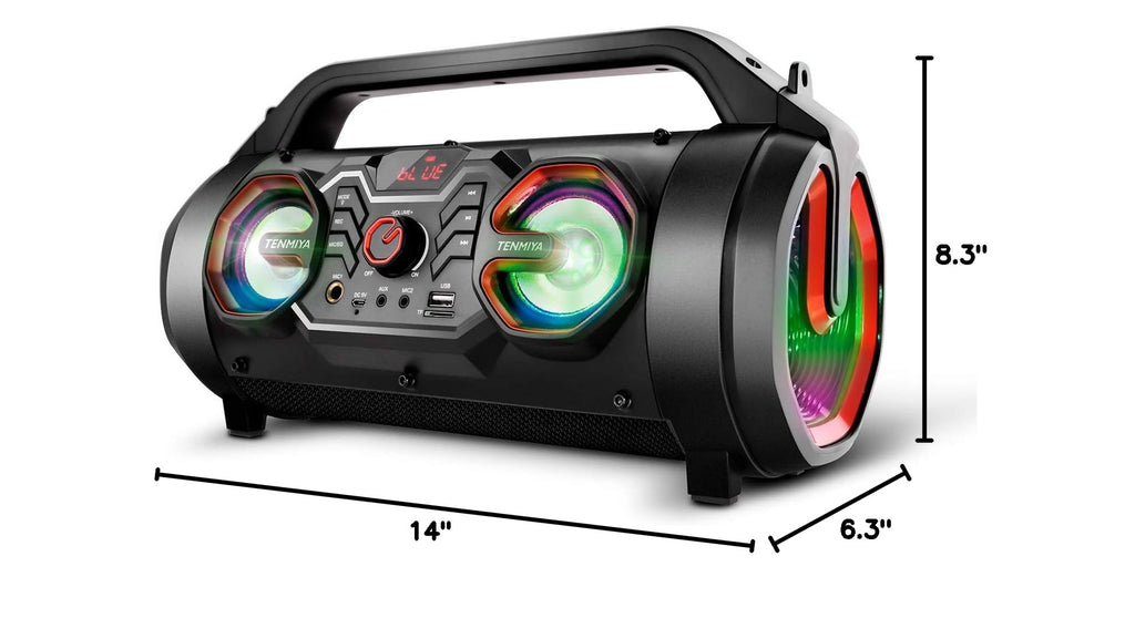 Portable Bluetooth Speaker with Subwoofer, FM Radio, RGB Lights, 30W M56977