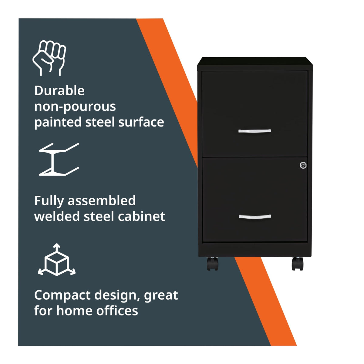2-Drawer Mobile File Cabinet, Black R886
