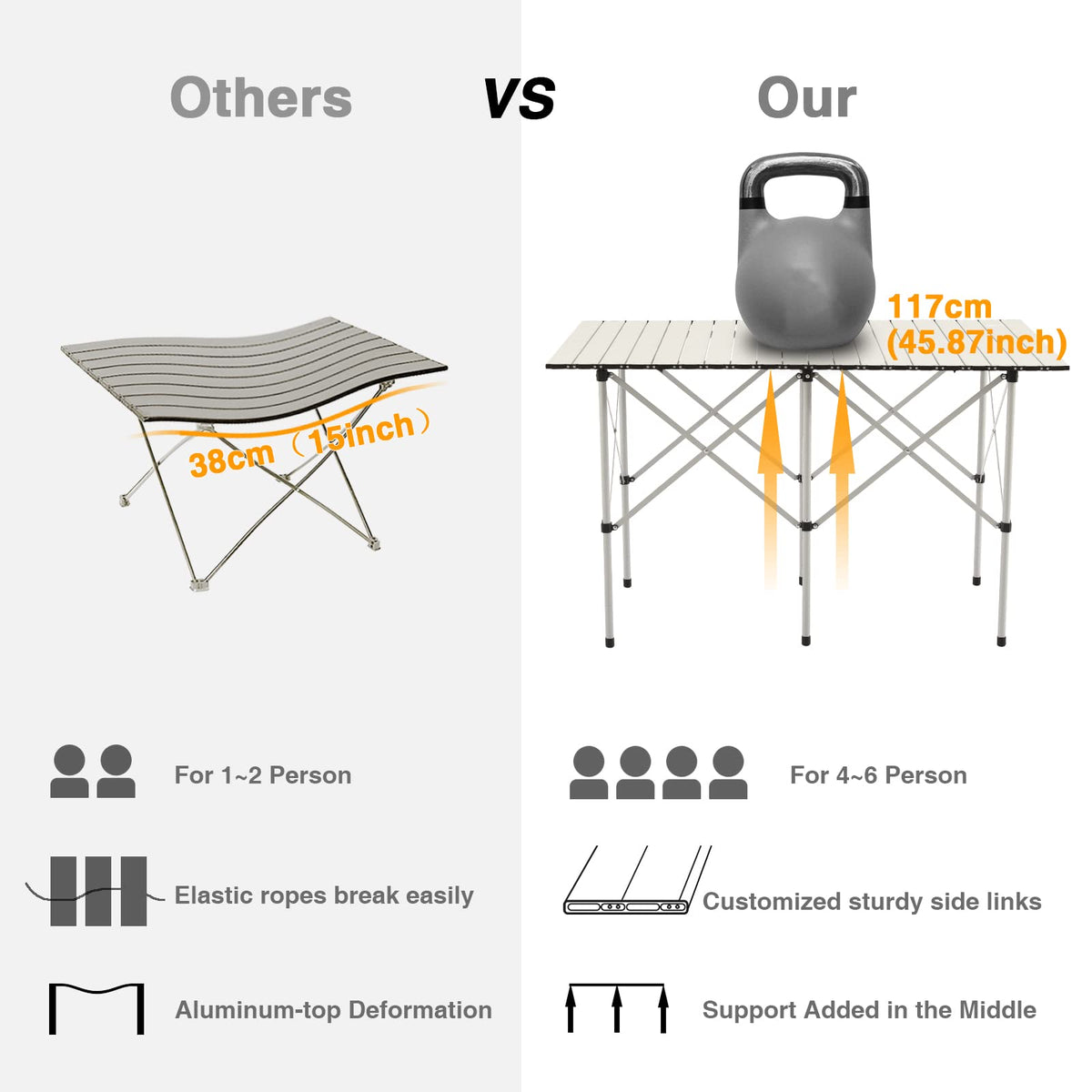 Lightweight Portable Aluminum Camping Table with Carry Bag S57360