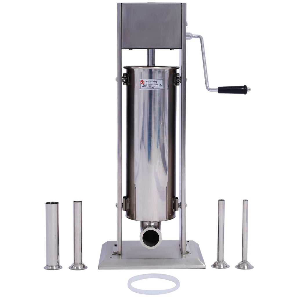 Manual Stainless Steel 15LB Sausage Stuffer with 4 Stuffing Tubes O710553