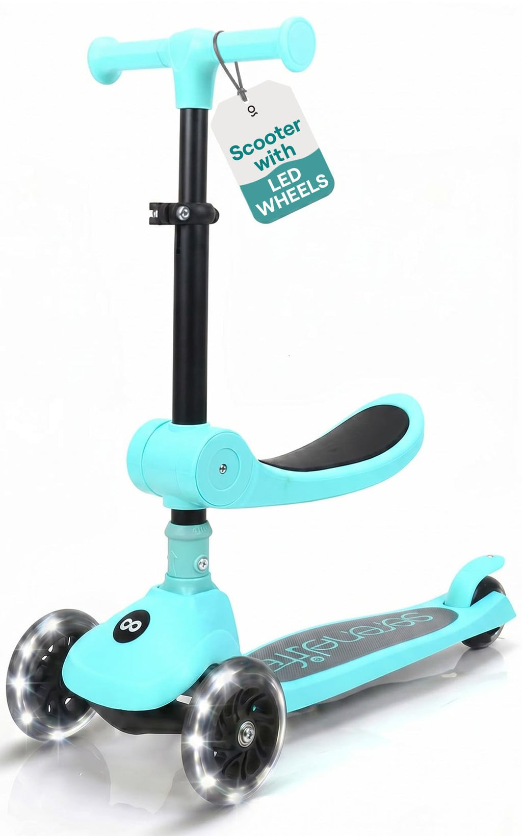 3-Wheel Kids Scooter with Seat, LED Wheels, Adjustable Handlebar R223