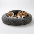 Soft Round Chenille Dog Bed with Removable Washable Cover Grey Medium G470