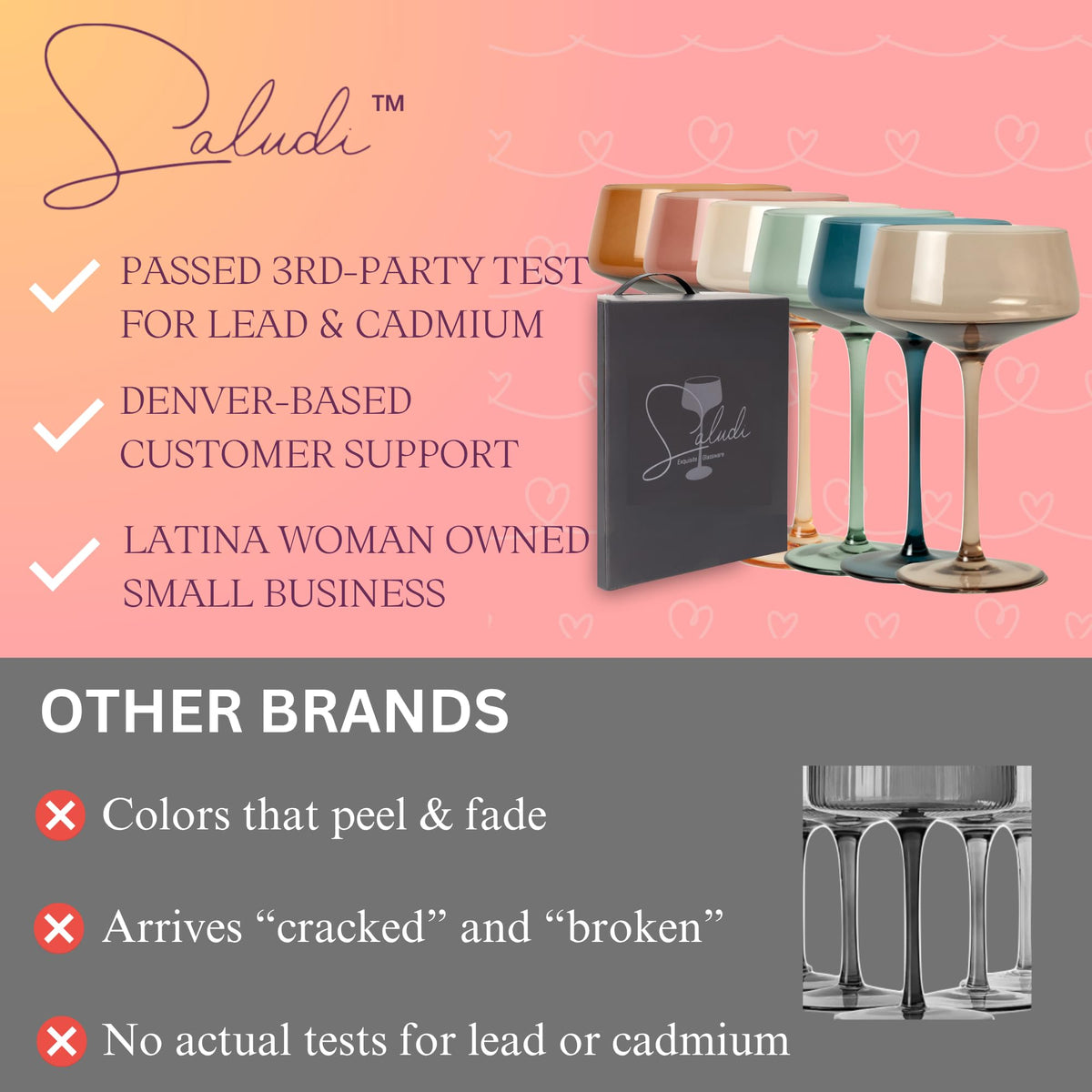Colored Coupe Glasses Set of 6 W602611
