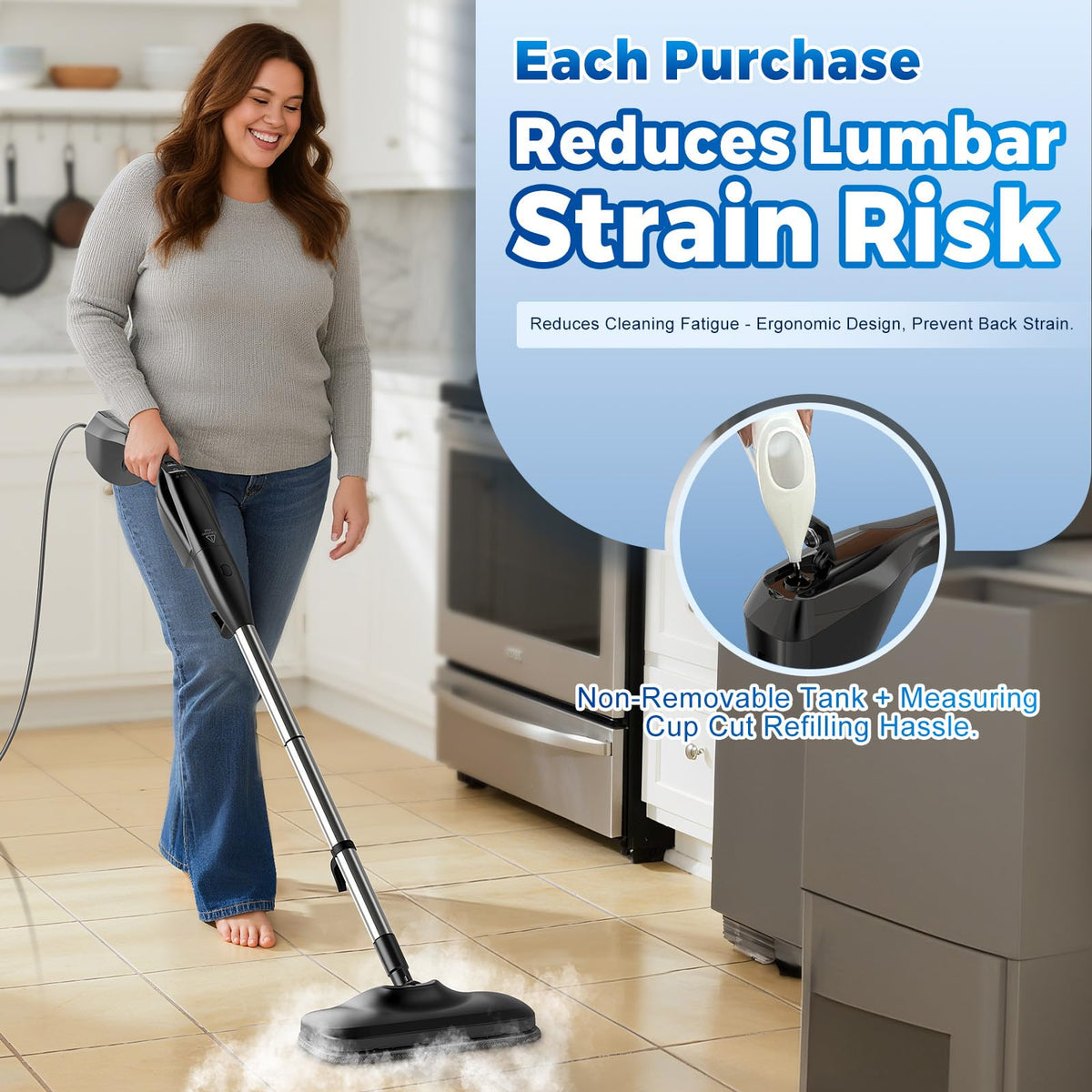 Heavy Duty Detachable Steam Mop Cleaner with 17 Accessories X500796