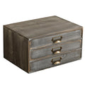 Solid Wood Grey 3 Drawer Desktop Organizer N3481