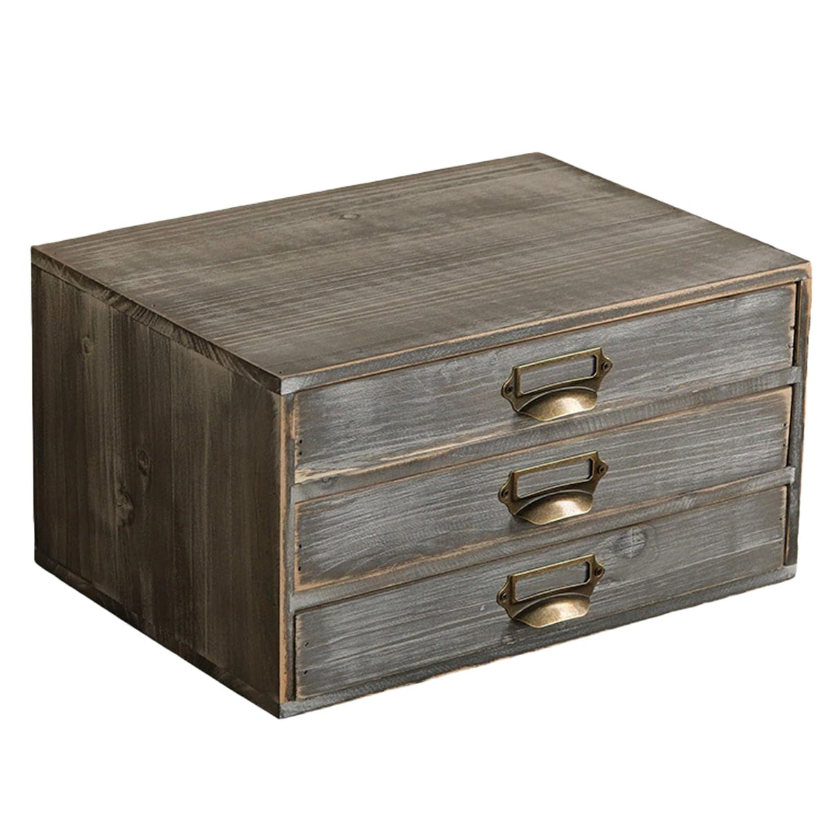 Solid Wood Grey 3 Drawer Desktop Organizer N3481