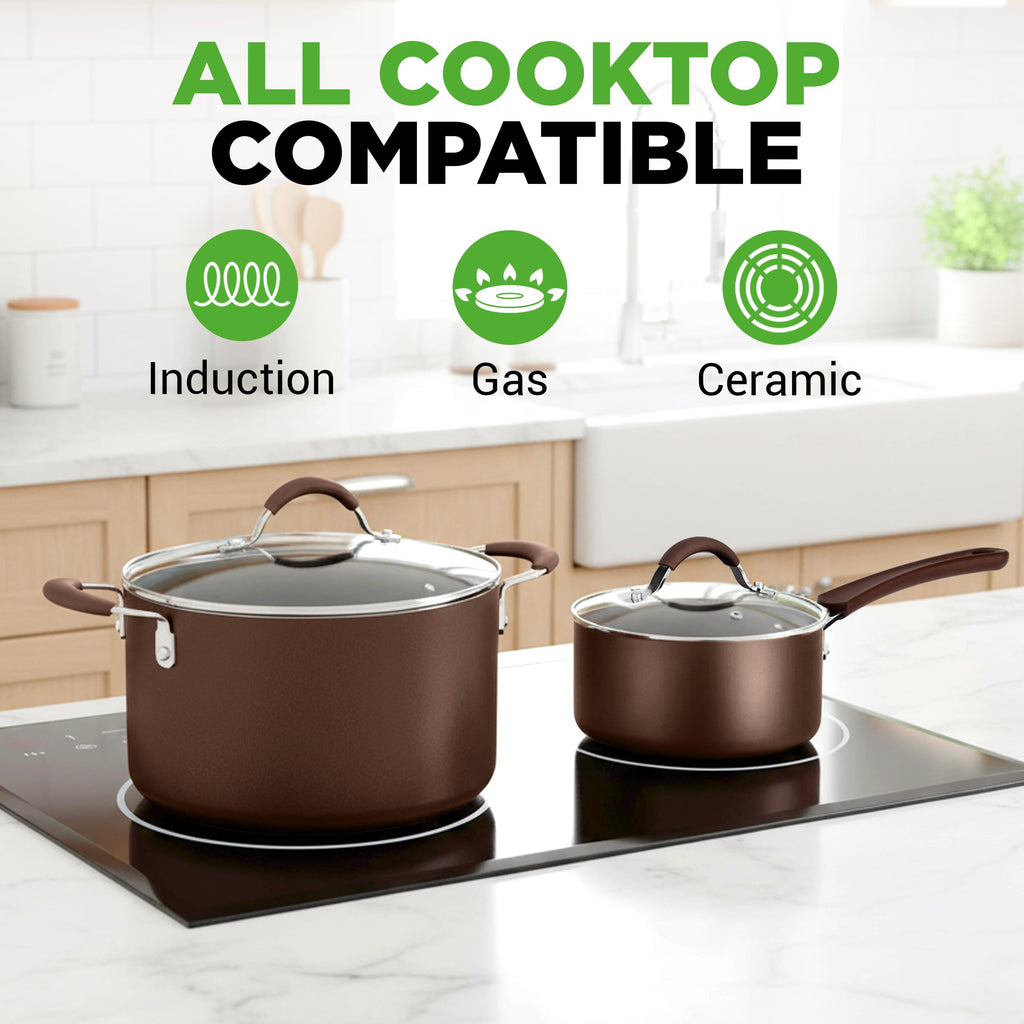 14-Piece Nonstick Brown Cookware Set G590181