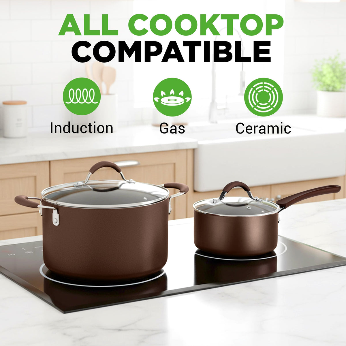 14-Piece Nonstick Brown Cookware Set G590181