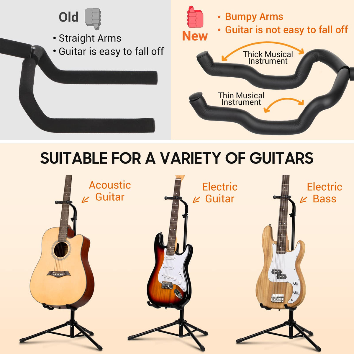 Height Adjustable Guitar Stand with Padded Foam D50436