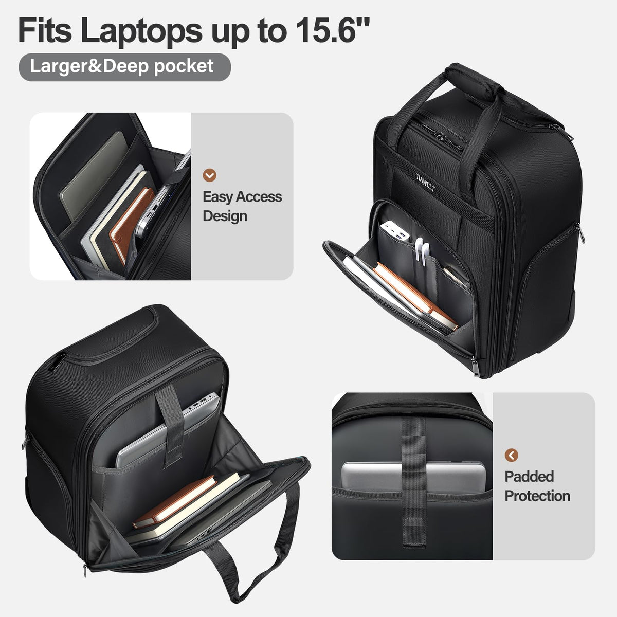 16-Inch Underseat Carry on Luggage with Wheels Black W4975