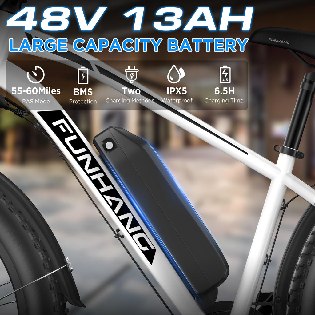 1000W 26" Fat Tire Electric Mountain Bike with 48V 13AH Battery A226