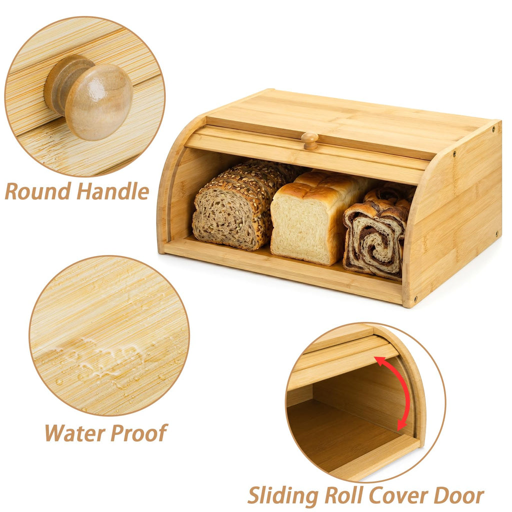 Large Natural Bamboo Roll Top Bread Box S65339