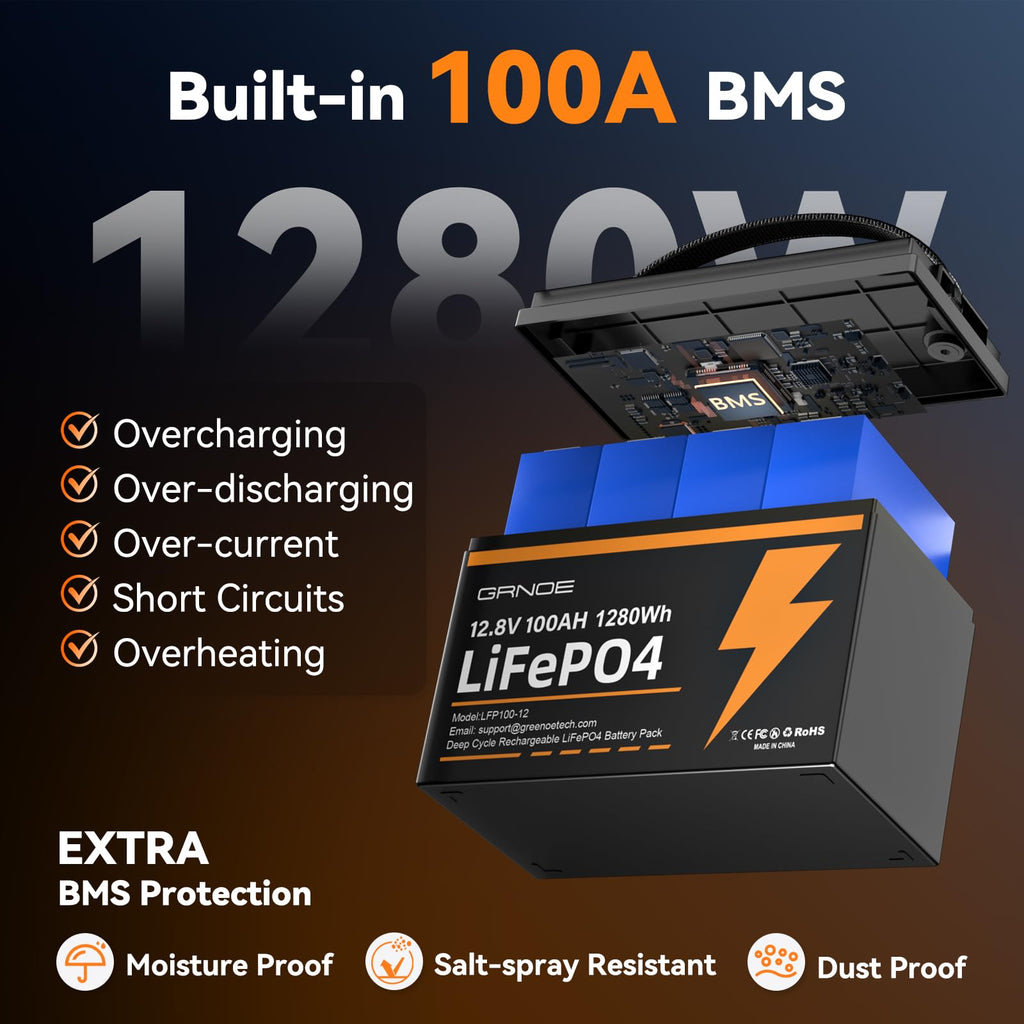 12V 100Ah LiFePO4 Lithium Battery 2-Pack R1006
