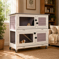 Two-Tier Guinea Pig Cage Rabbit Hutch with Ramp D783871