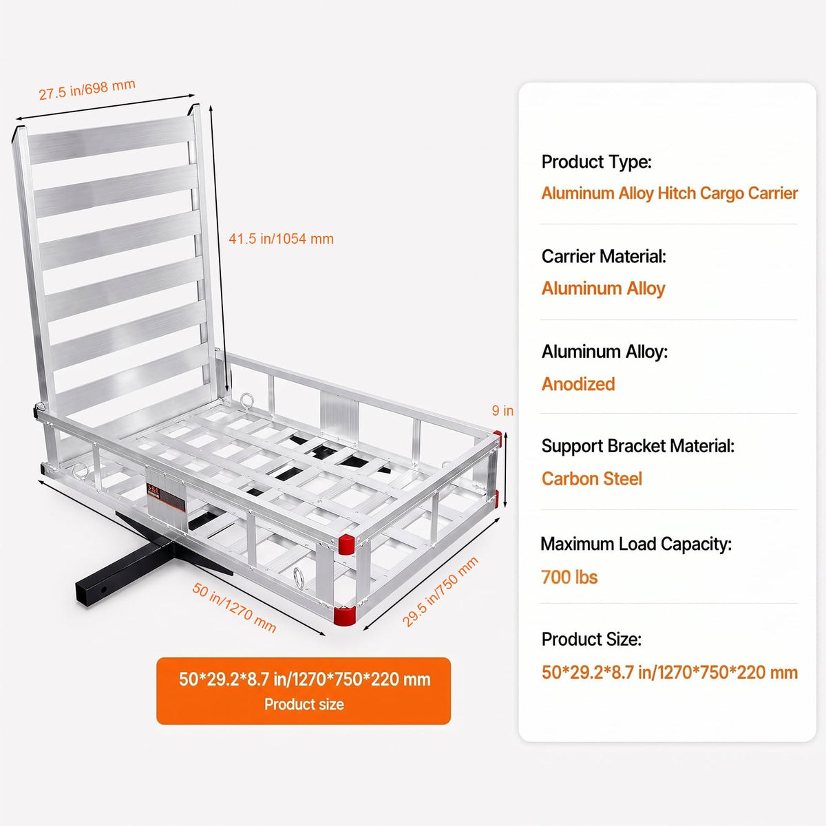 Aluminum Hitch Cargo Carrier with Folding Ramp W84181
